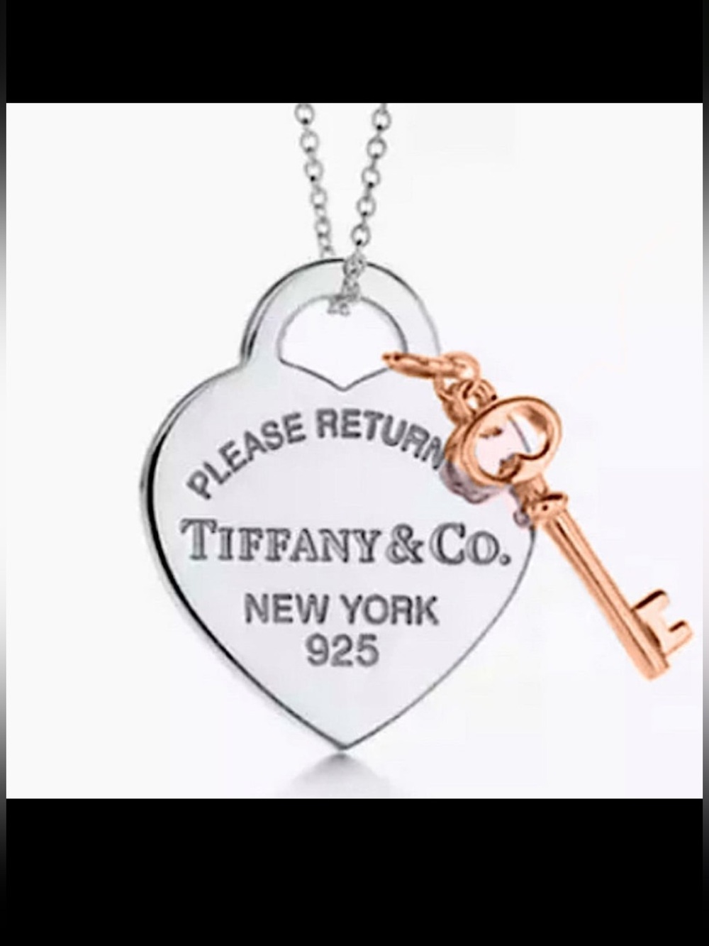 Authentic TIFFANY & Co 925 Silver and Rose-gold Heart Key Pendant Necklace - Picture 11 of 11